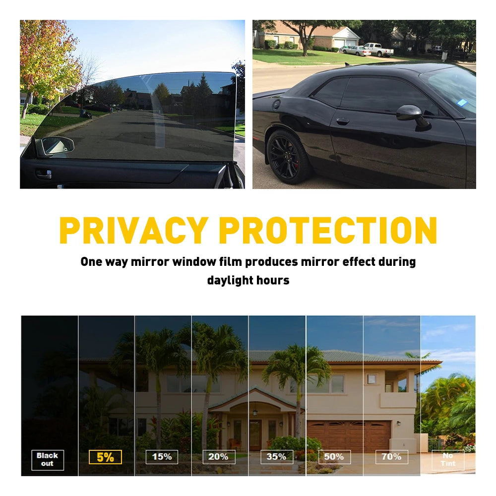 Car Window Privacy Tint Film With Static Cling UV Protection