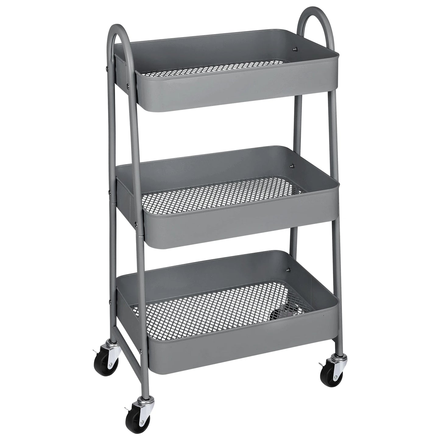 JHK 3 Tier Metal Rolling Storage Cart With Lockable Wheels