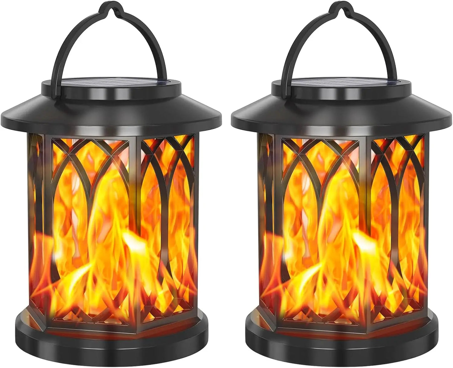 2 Pcs Solar Flame Hanging Outdoor Garden Lamp