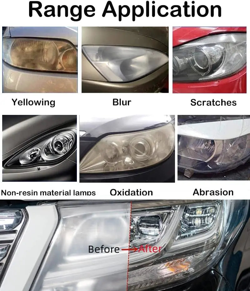 Car Headlight Repair Kit With Chemical Polish Tools