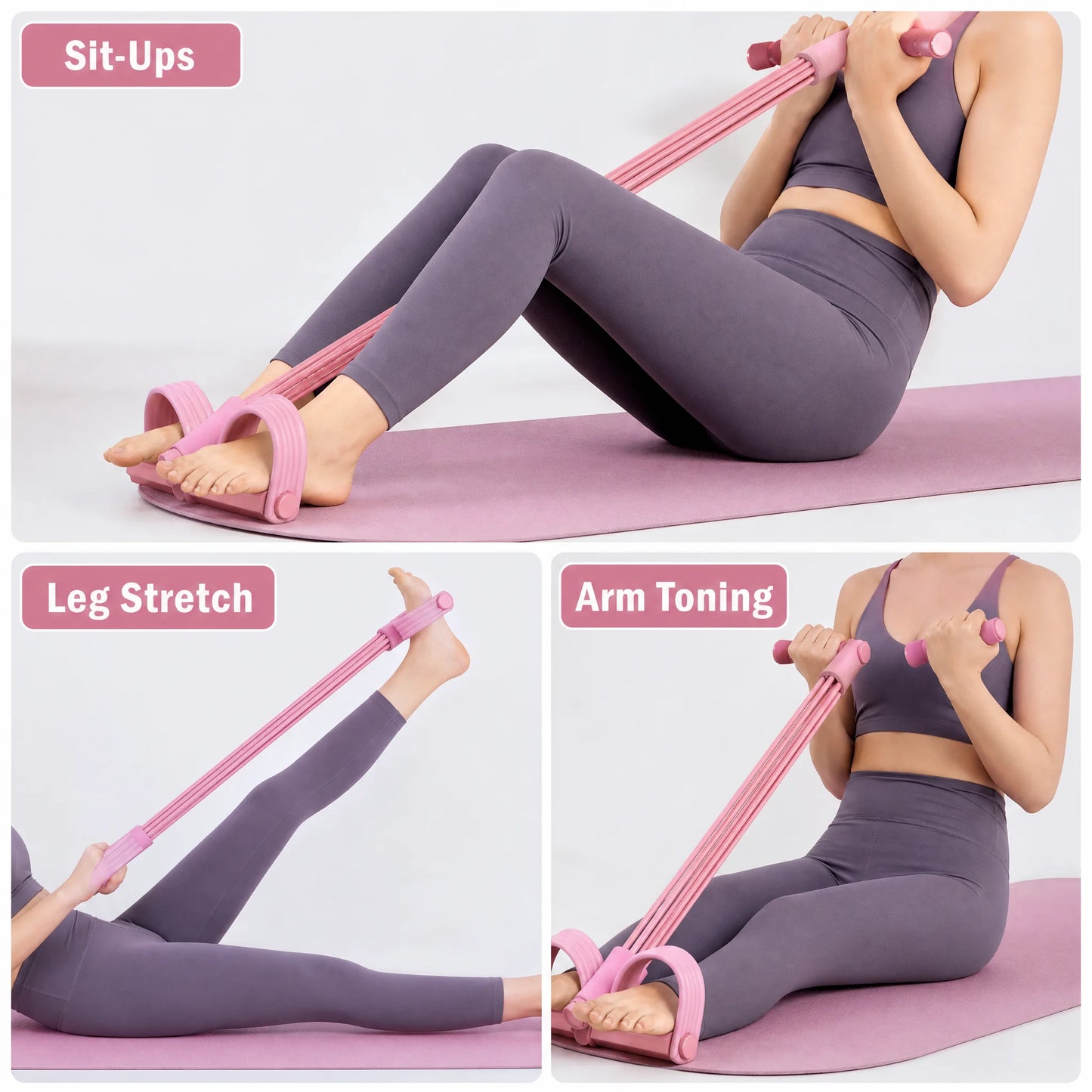Six Tube Resistance Band Trainer For Full Body Fitness Exercise