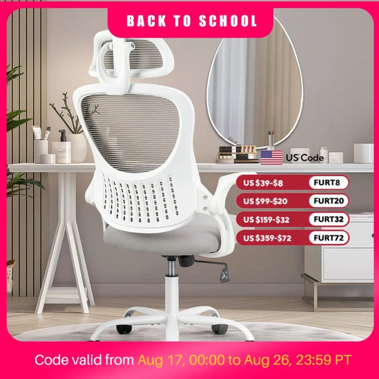 JHK Mesh Ergonomic Office Chair Adjustable Headrest And Lumbar Support
