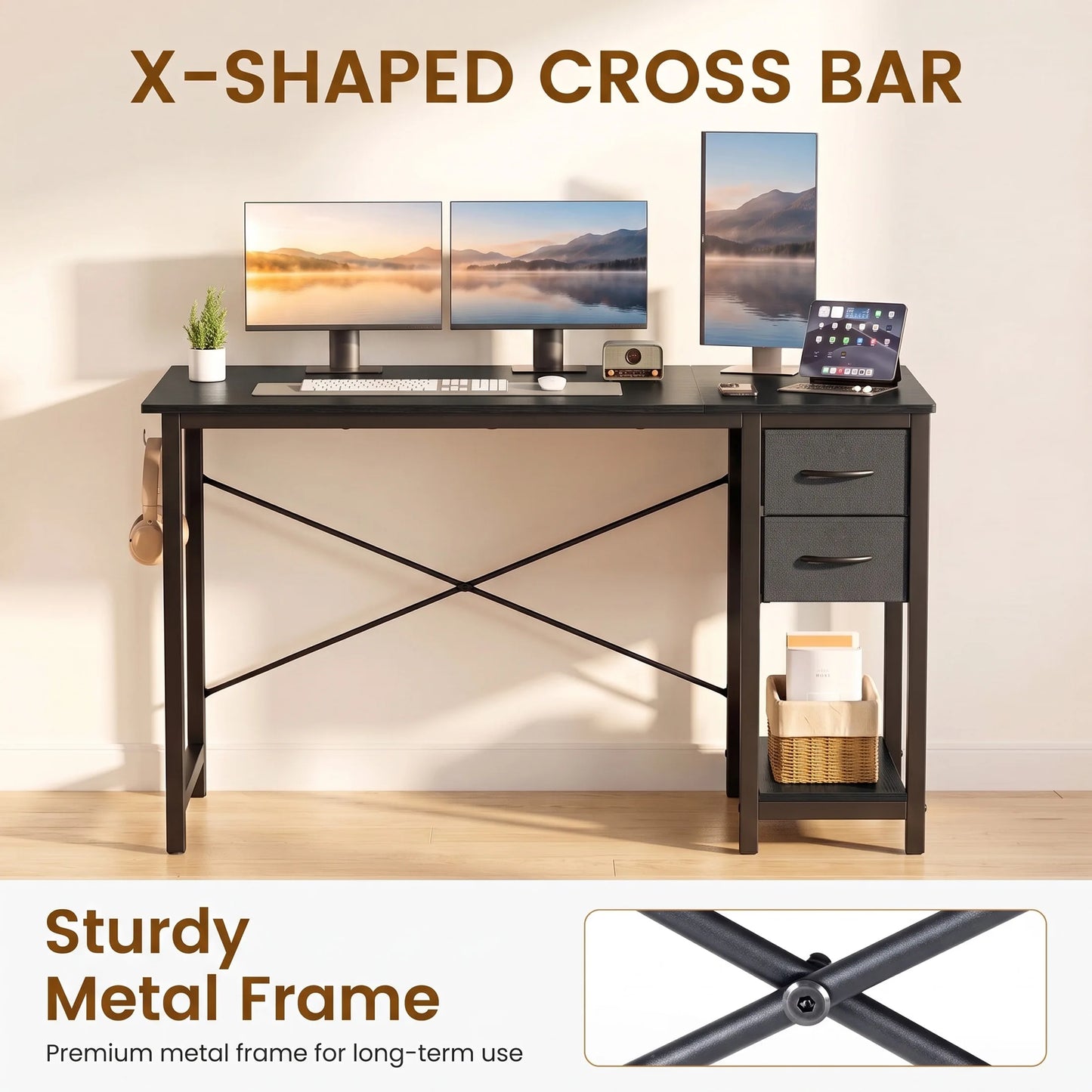 MCQ Ergonomic Standing Office Computer Desk Featuring Storage Drawers