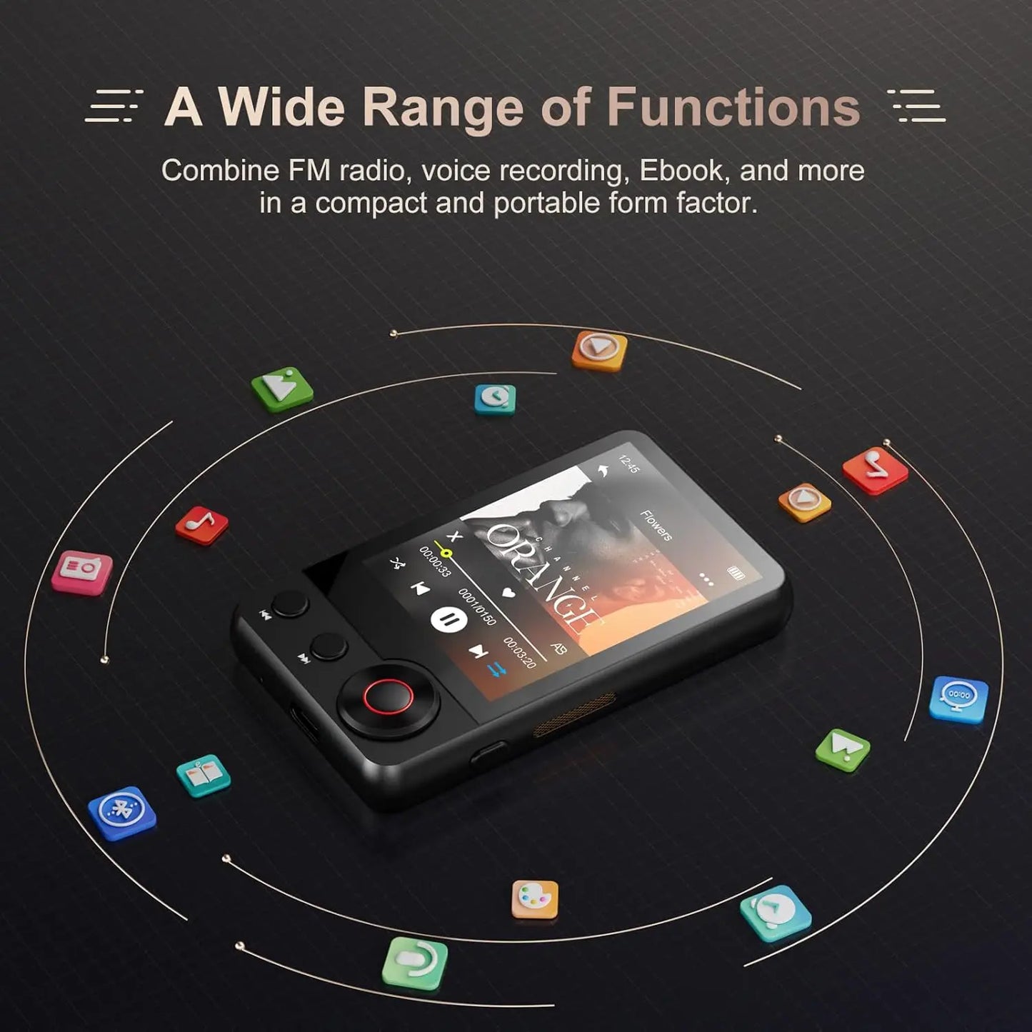 Mechen Portable Mp3 Player Bluetooth 5.3 Touchscreen And Speakers