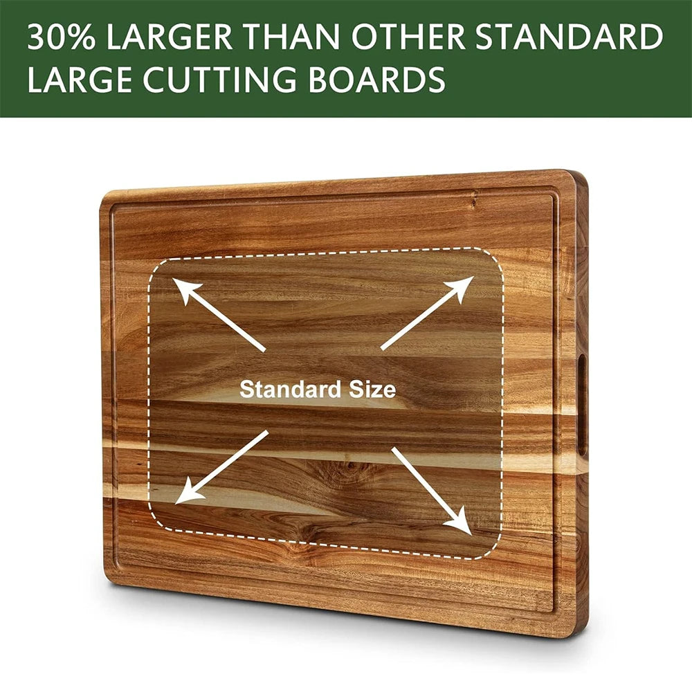 TWISTER.CK Extra Large Reversible Wood Cutting Board With Juice Groove And Handle 24 Inch