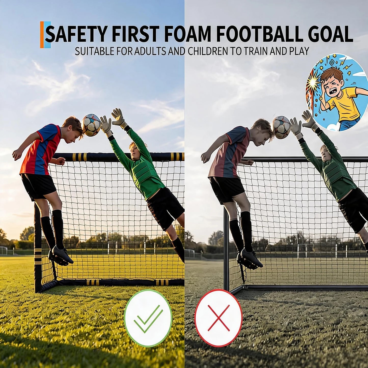 HiMISS Heavy Duty Steel Backyard Soccer Goal With Padded Posts