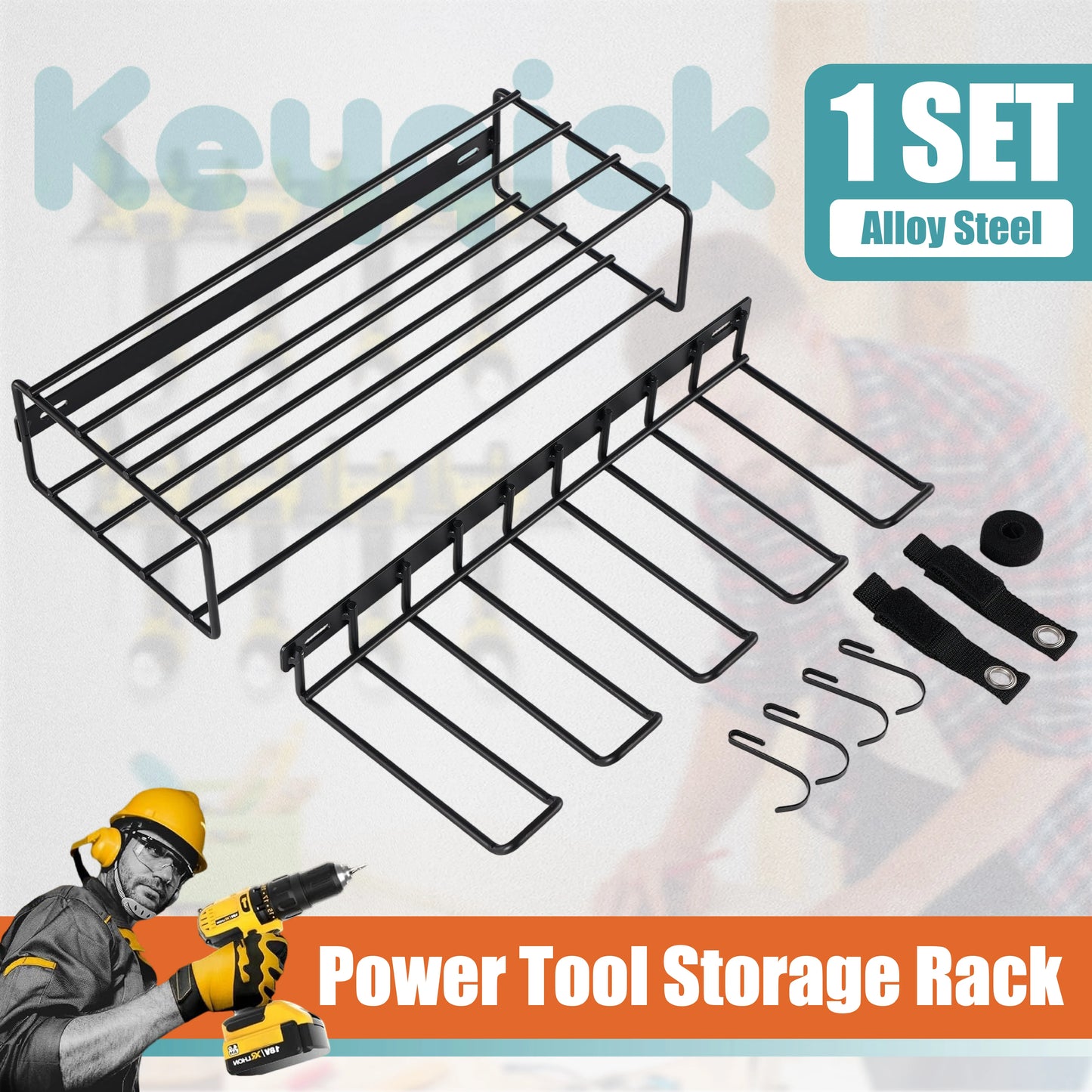 Heavy Duty Multi-Function Double Layer Wall Mount Tool Rack