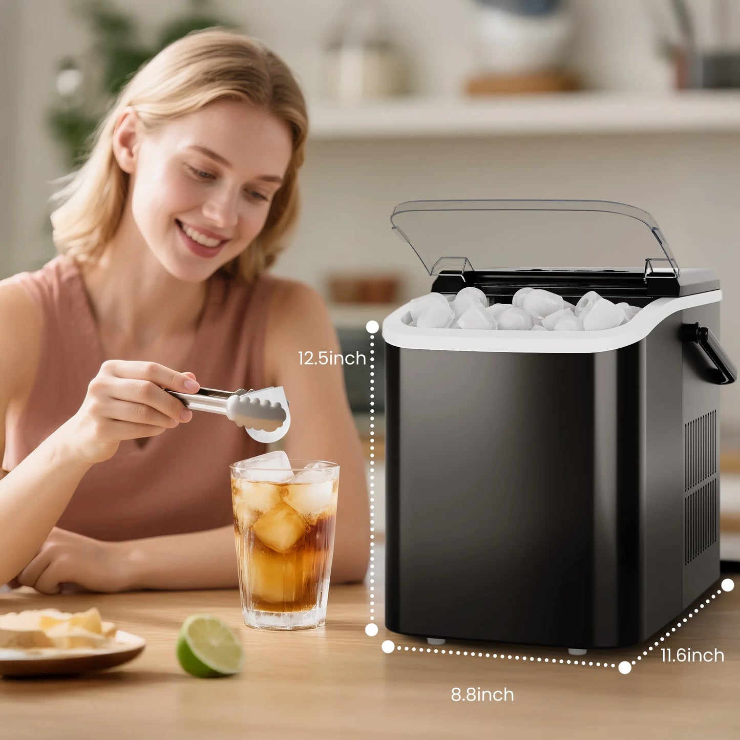 Jhk Portable Countertop Ice Maker For Home And Camping