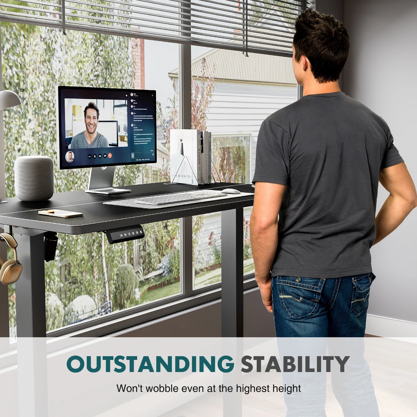 JHK Electric Height Adjustable Standing Desk For Office Gaming