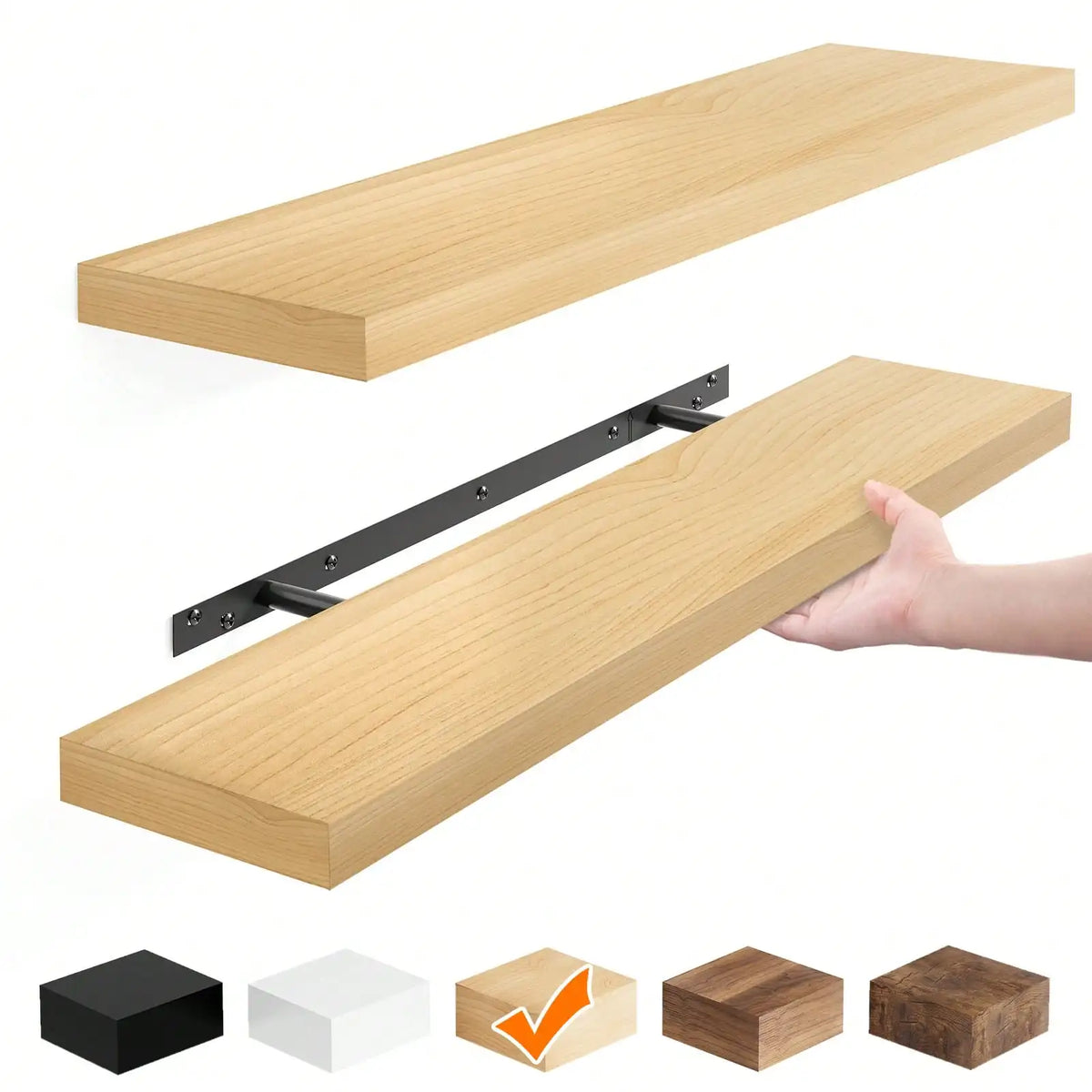 Rustic Floating Wall Shelves Set for Farmhouse Storage and Display