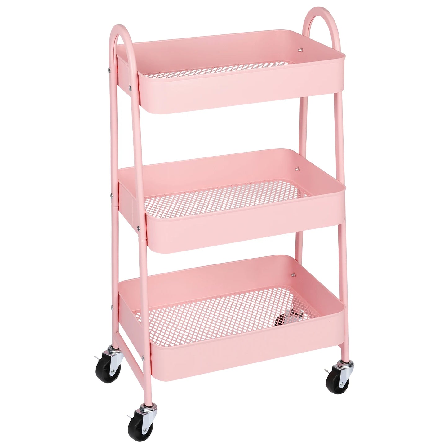 JHK 3 Tier Metal Rolling Storage Cart With Lockable Wheels