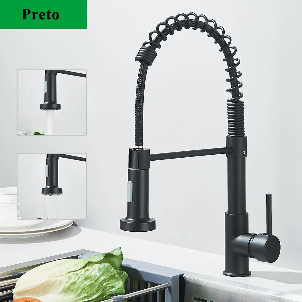 Shbshaimy Rose Gold Chrome Deck Mount Pull Down Kitchen Faucet