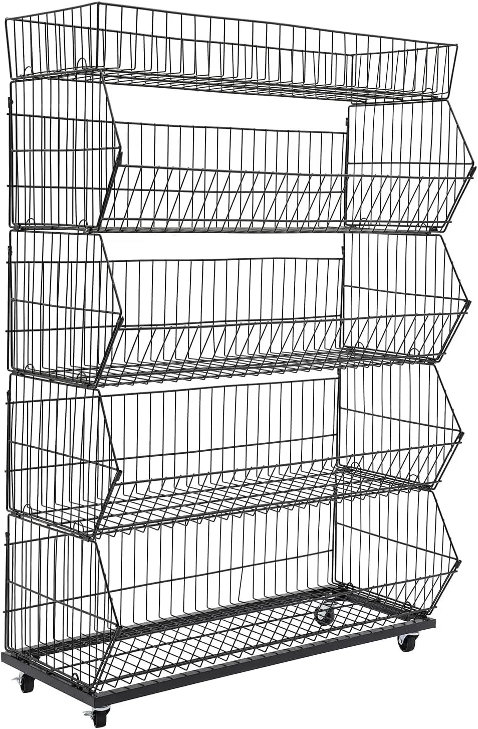 Five Tier Mobile Wire Metal Supermarket Storage Display Rack