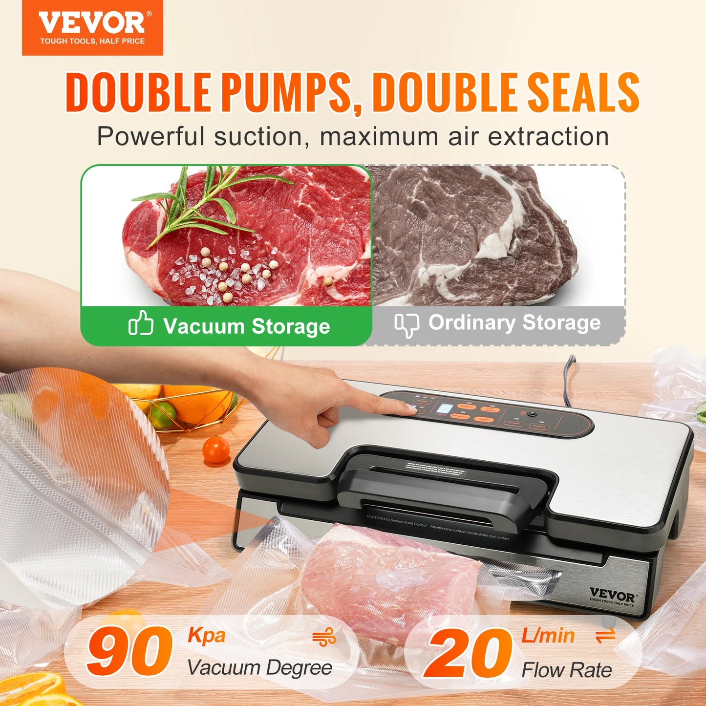 Succebuy 130W Vacuum Sealer Food Packaging Machine With Adapter And Hose