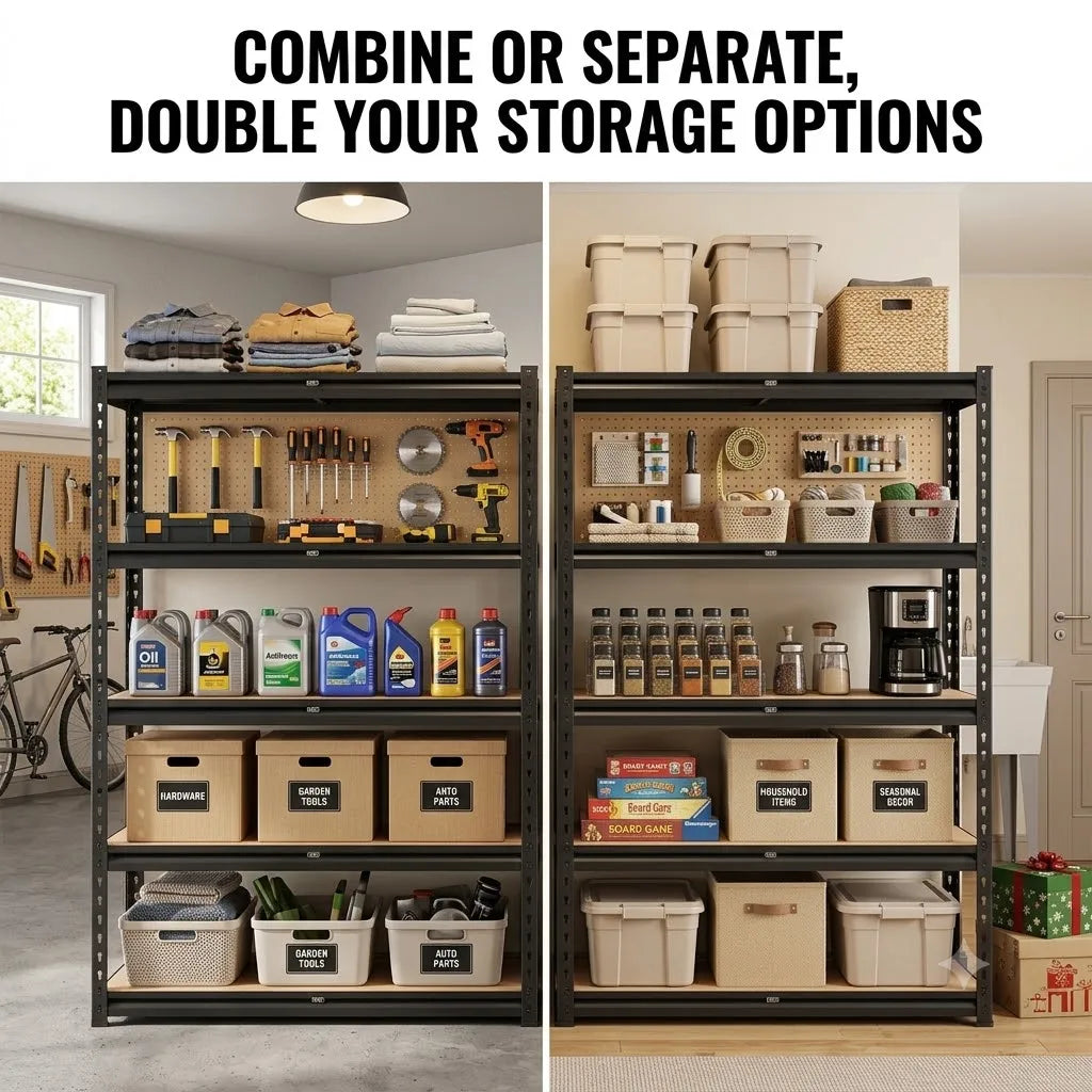 Heavy Duty Five Tier Adjustable Metal Wood Storage Rack