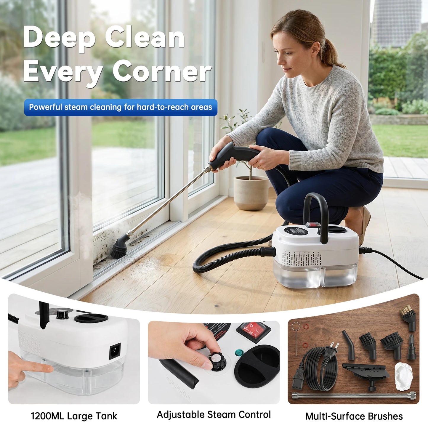 2500W High Temperature Handheld Steam Cleaner With US Plug