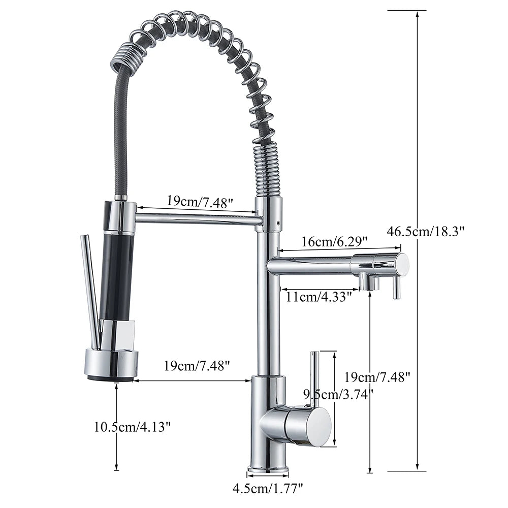 Shbshaimy Rose Gold Chrome Deck Mount Pull Down Kitchen Faucet