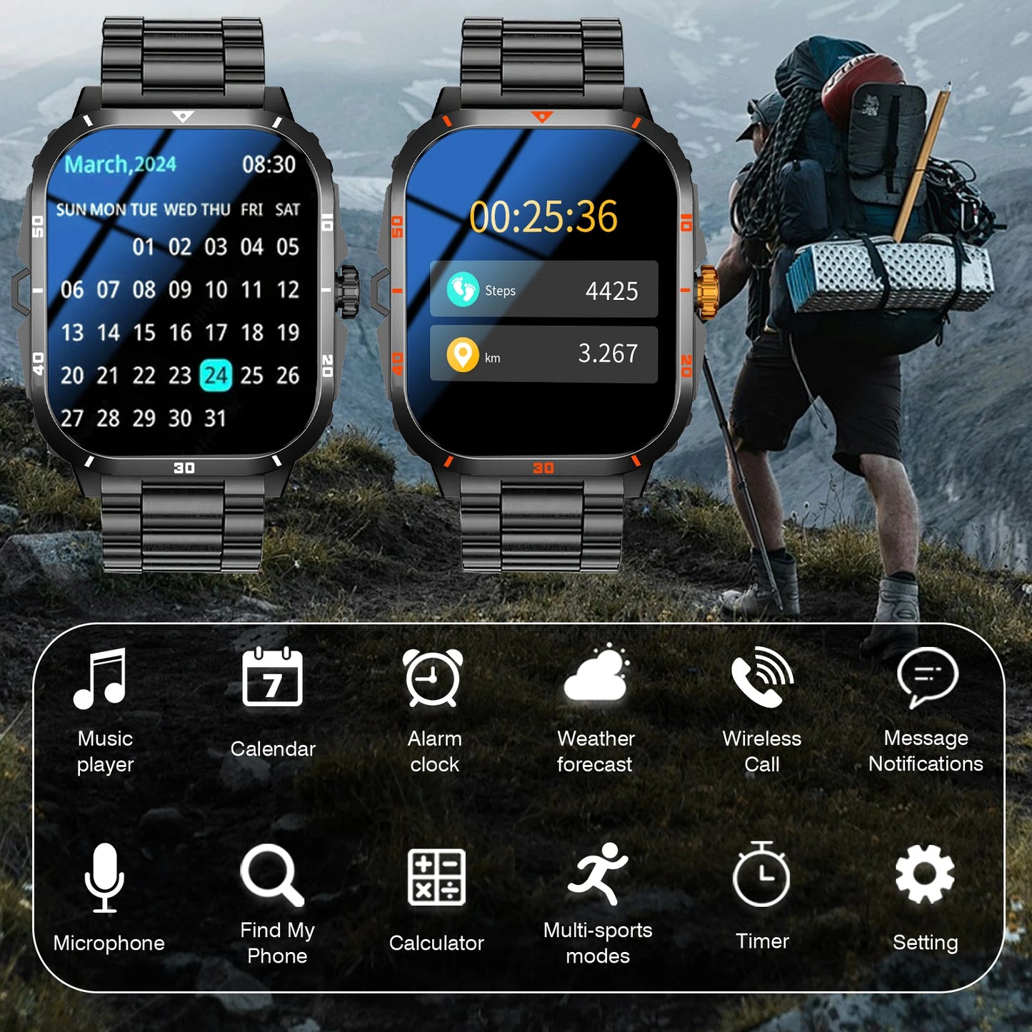Smart Watch Wireless Bluetooth Calling Sports Fitness Tracker With Flashlight