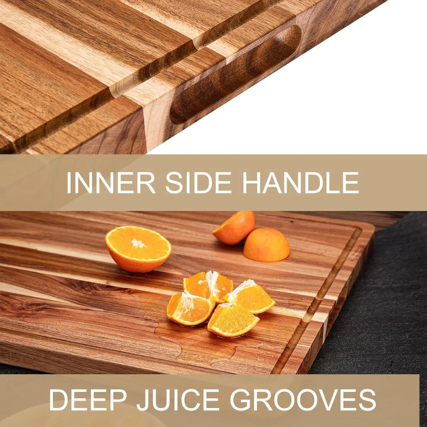 TWISTER.CK Extra Large Reversible Wood Cutting Board With Juice Groove And Handle 24 Inch