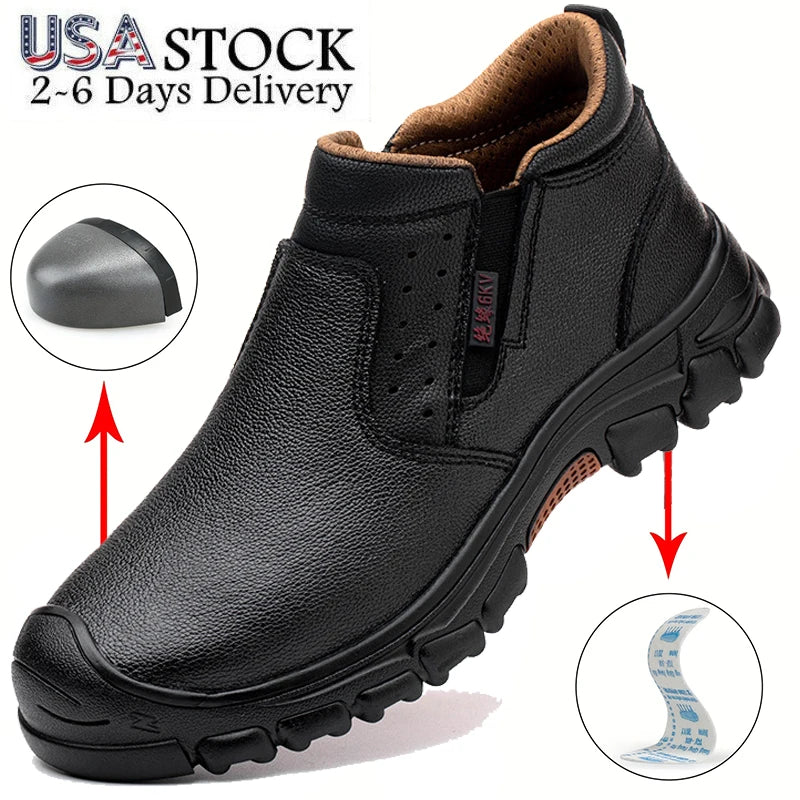 Men's Composite Toe Work Boots With Metatarsal Guard Puncture Protection