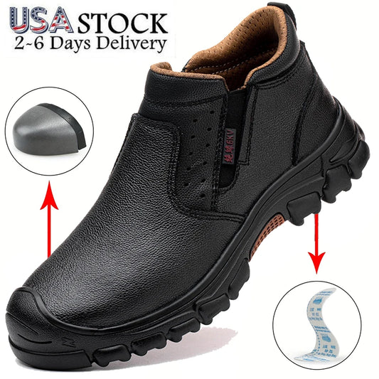 Men's Composite Toe Work Boots With Metatarsal Guard Puncture Protection
