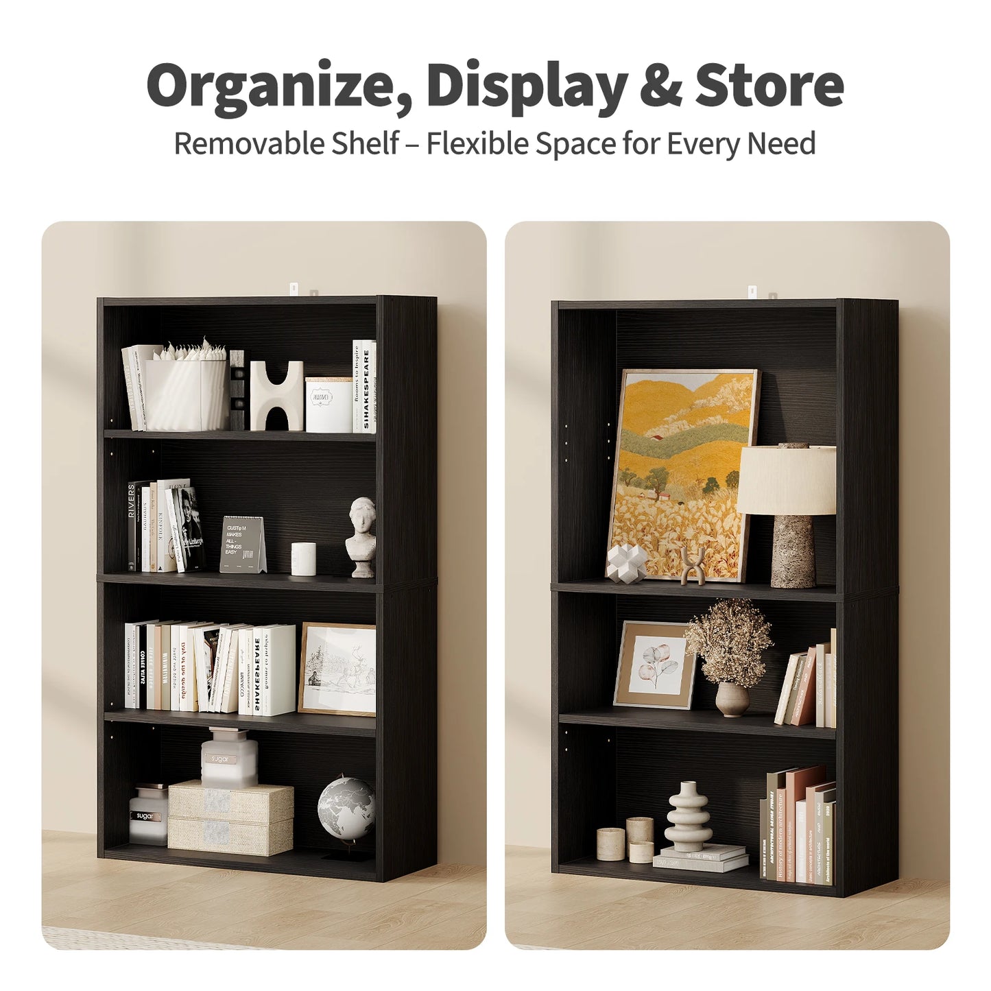 JHK Modern Wooden Floor Standing Bookcase Home Office Storage