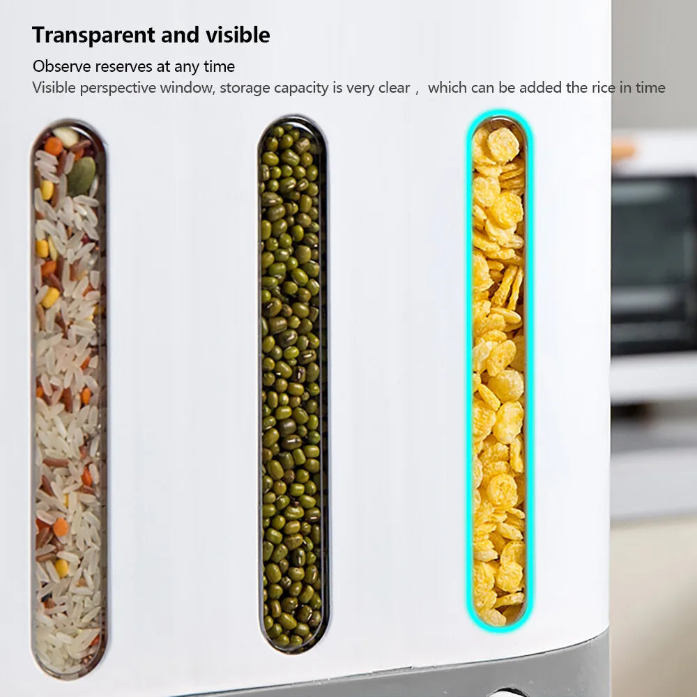Wall Mounted Dry Food Storage Dispenser Cereal Grain Container