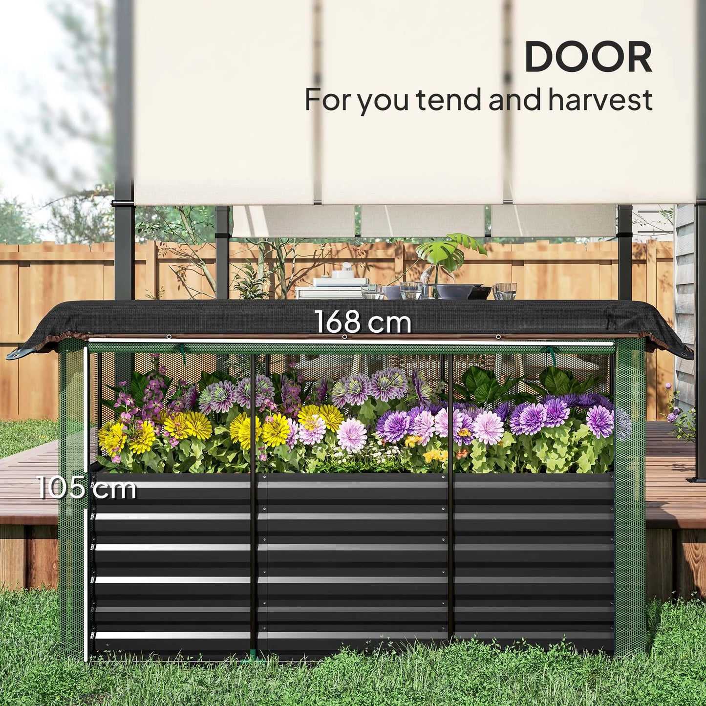 Outsunny Galvanized Metal Raised Garden Bed With Crop Cage And Shade Cloth
