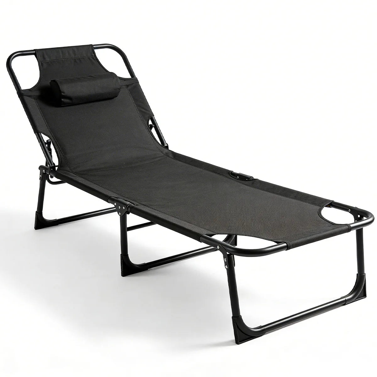 Adjustable Folding Camping Lounge Chair With Removable Cushion