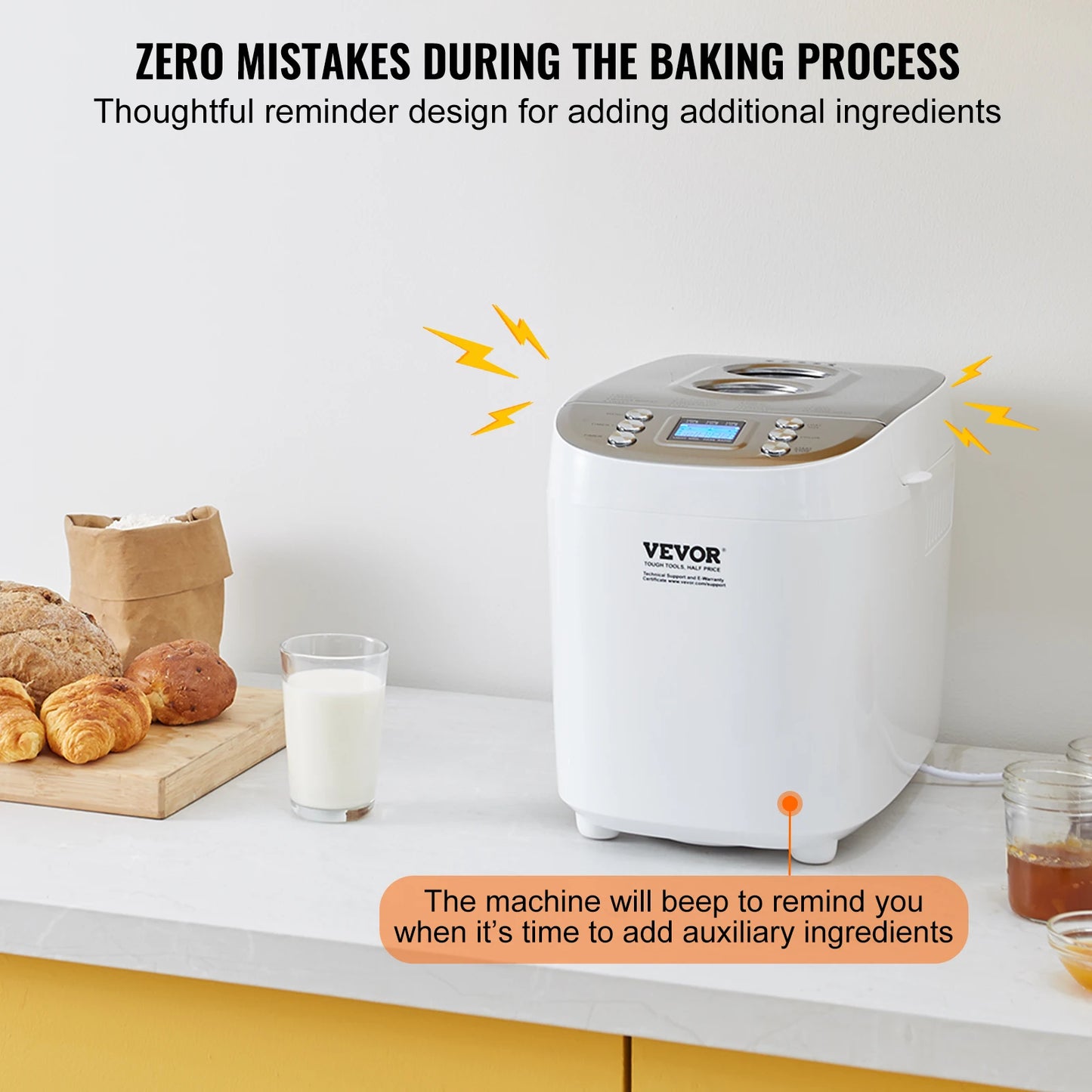 SucceBuy 15-in-1 Automatic Bread Maker With Nonstick Pan