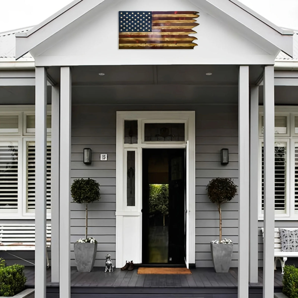 Wooden American Flag Independence Day Wall Decoration for Home Decor