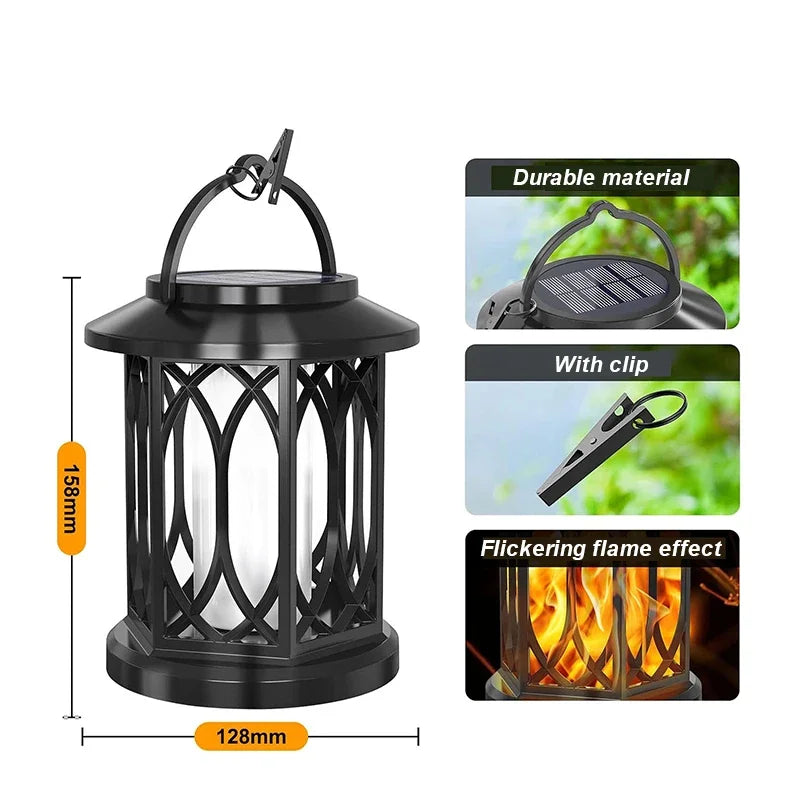 2 Pcs Solar Flame Hanging Outdoor Garden Lamp