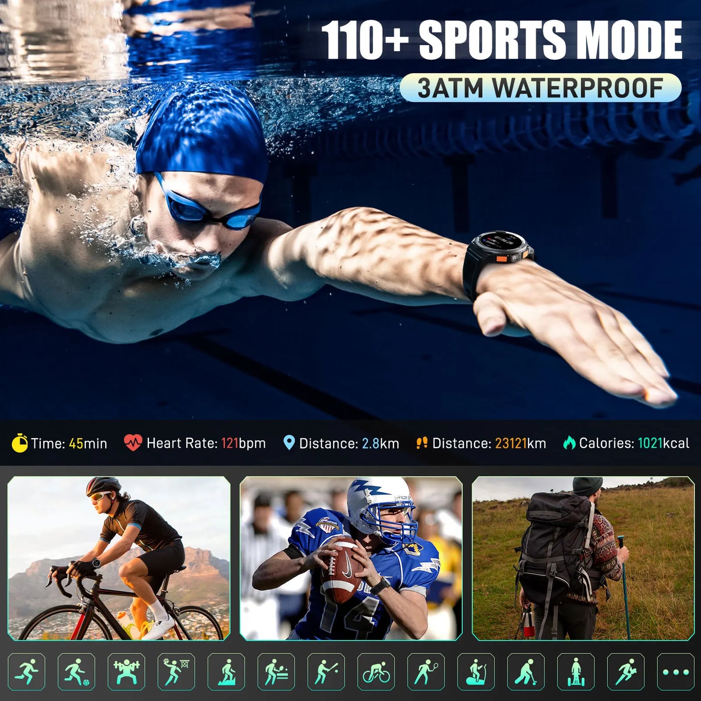 EIGIIS KE5 Smart Watch With Waterproof Sports Tracker And Compass