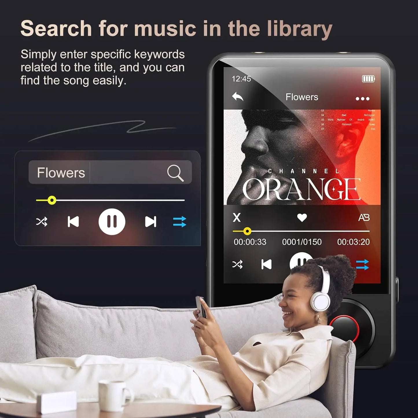 Mechen Portable Mp3 Player Bluetooth 5.3 Touchscreen And Speakers