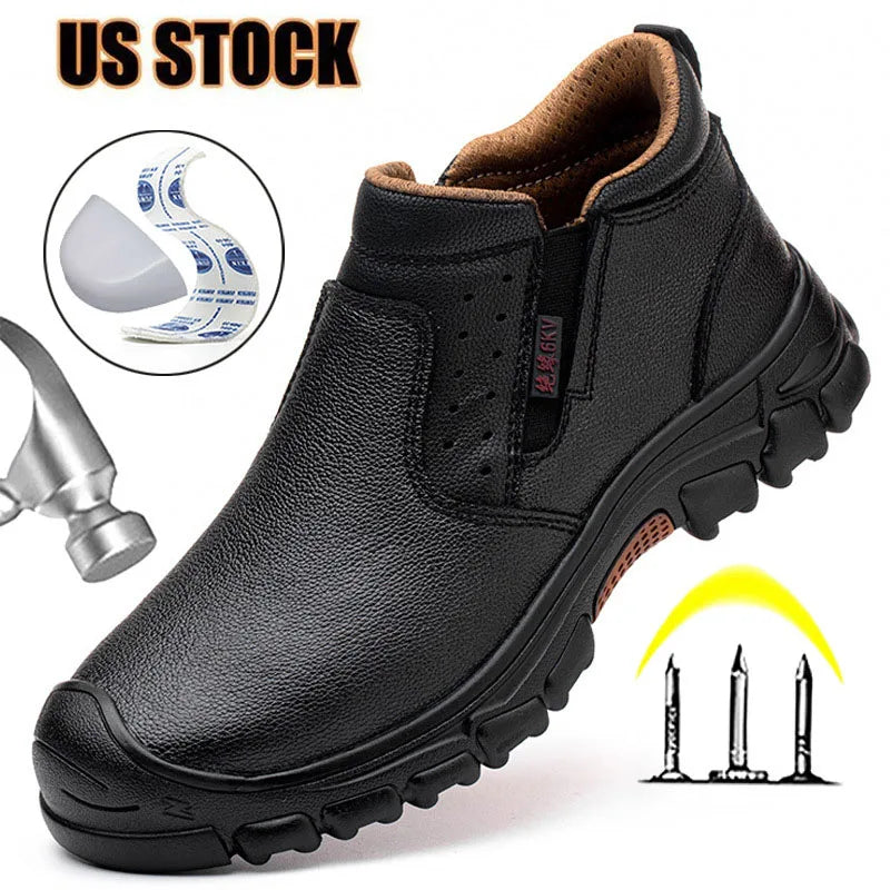 Men's Composite Toe Work Boots With Metatarsal Guard Puncture Protection