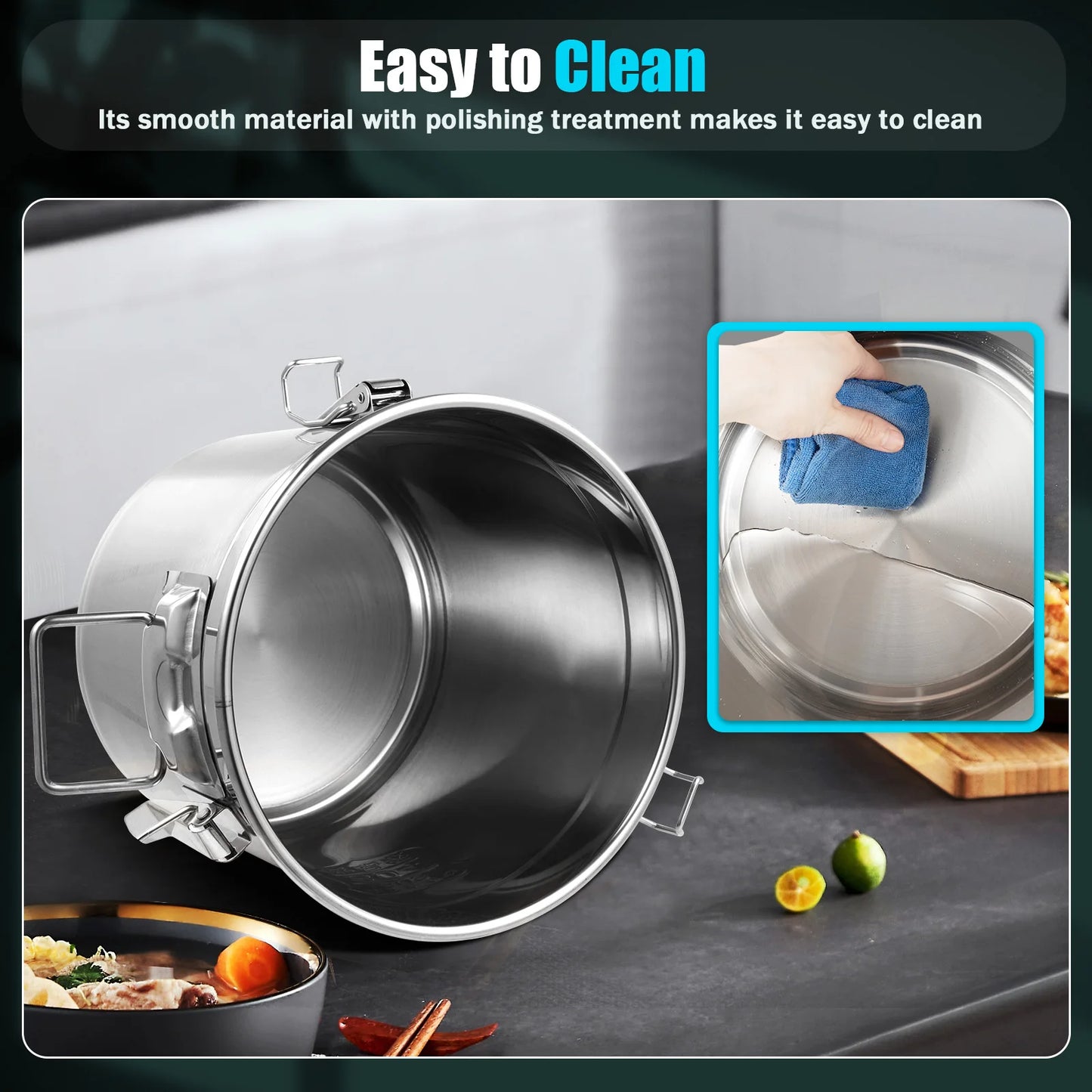 Bymaocar 304 Stainless Steel Airtight Kitchen Rice Storage Container