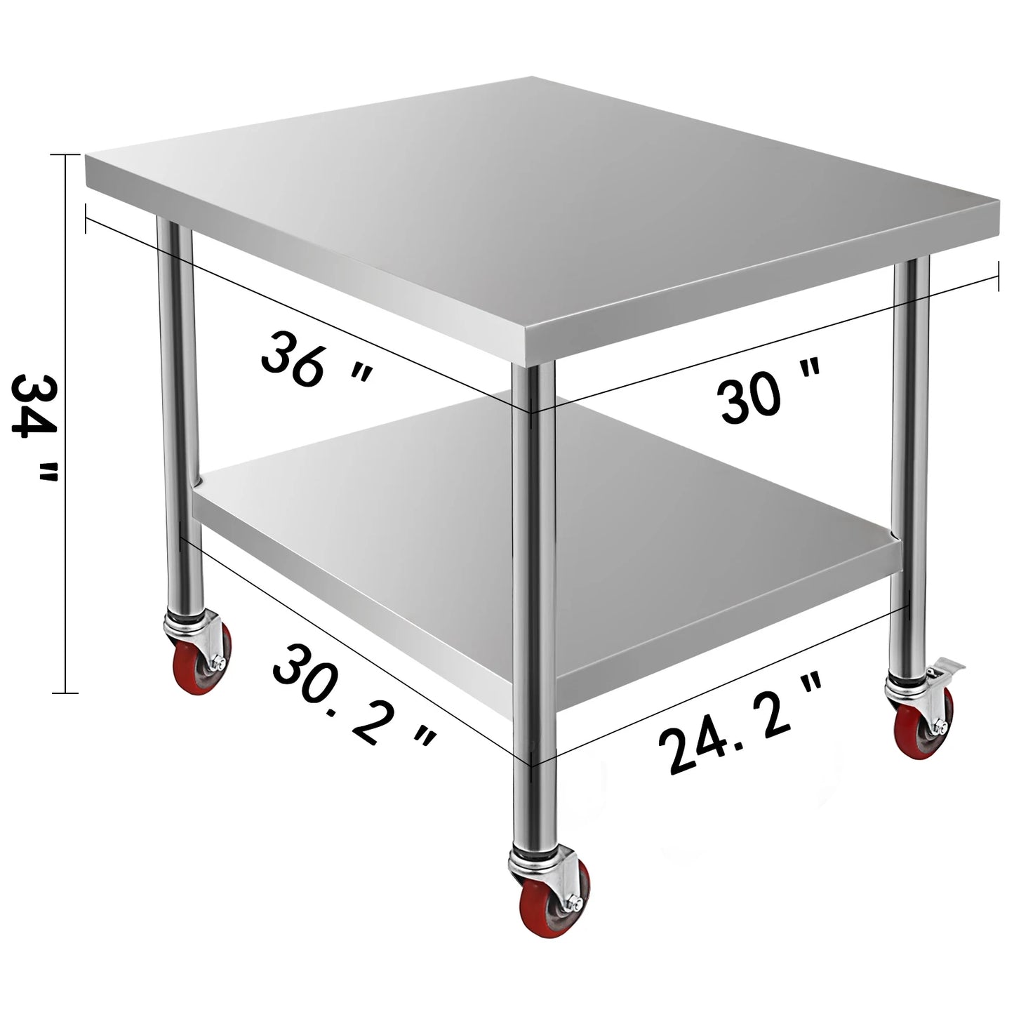 SucceBuy Stainless Steel Kitchen Prep Table With Casters And Backsplash