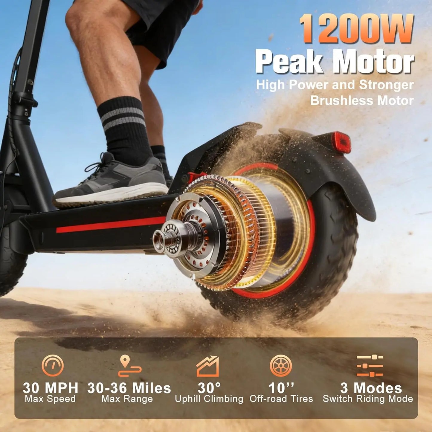 OBX 1200W Off Road Electric Scooter With Dual Suspension