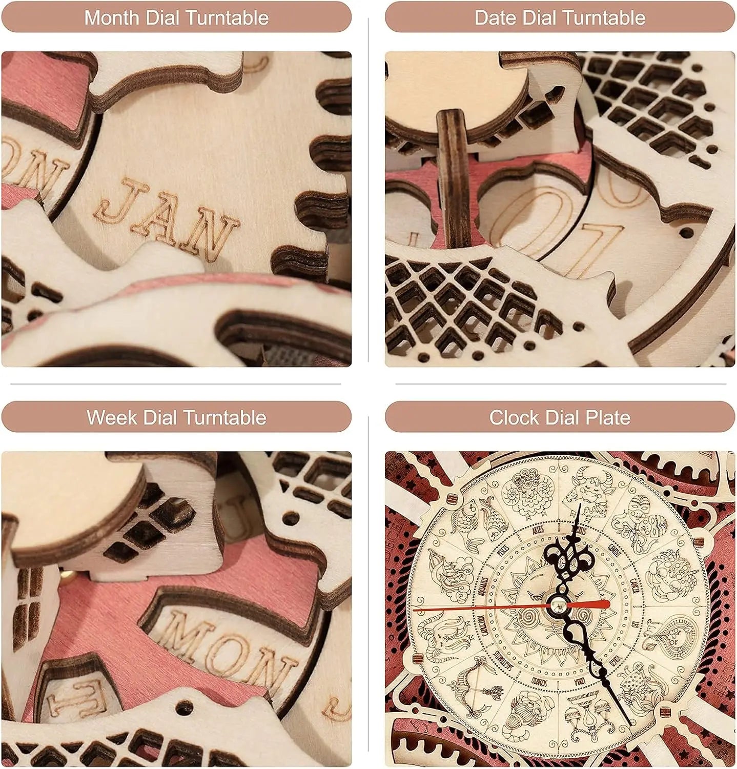 Robotime 3D Wooden Puzzle Wall Clock Mechanical Building Kit