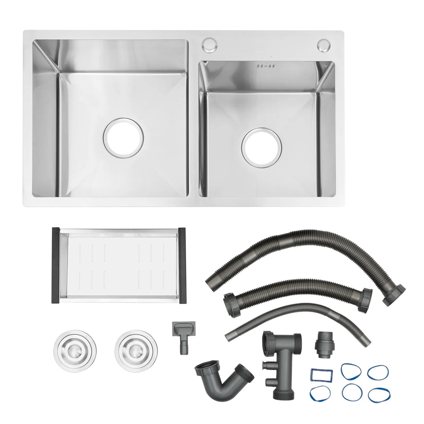 Stainless Steel Double Bowl Drop-in Kitchen Sink Rectangular