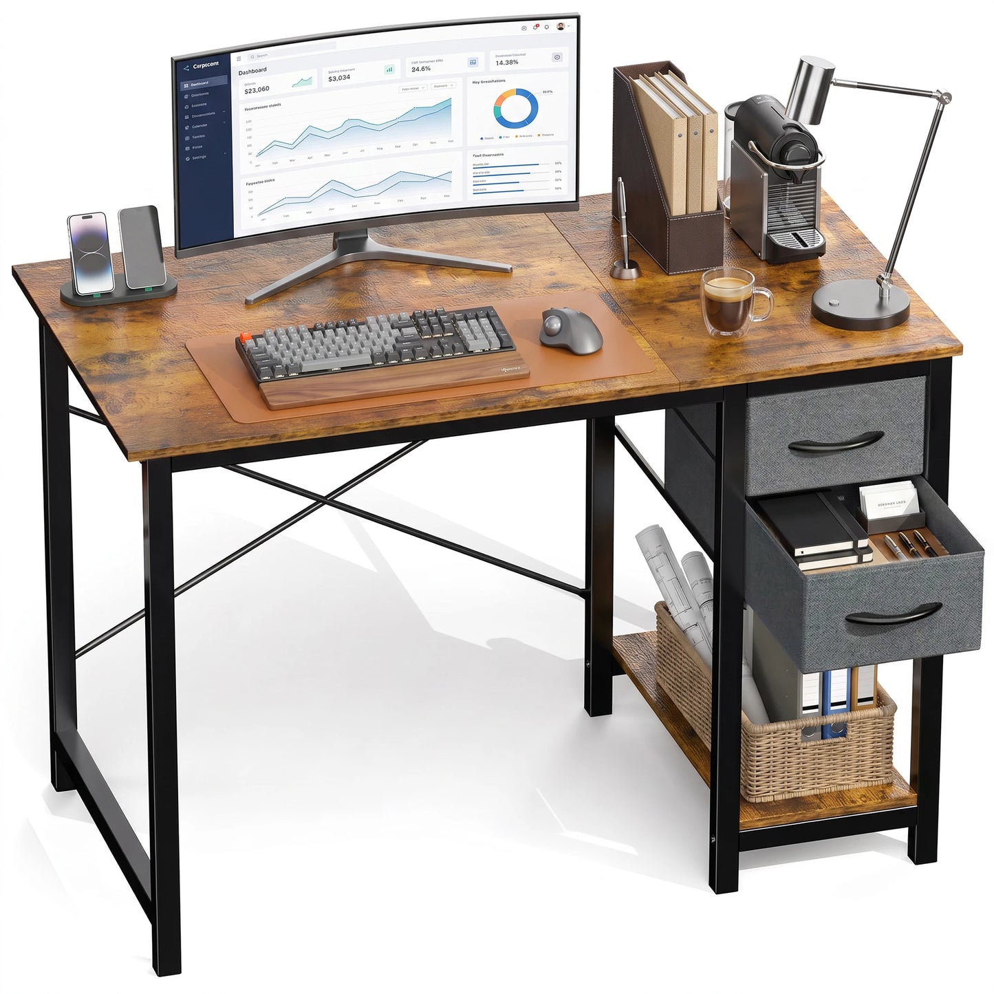 MCQ Ergonomic Standing Office Computer Desk Featuring Storage Drawers