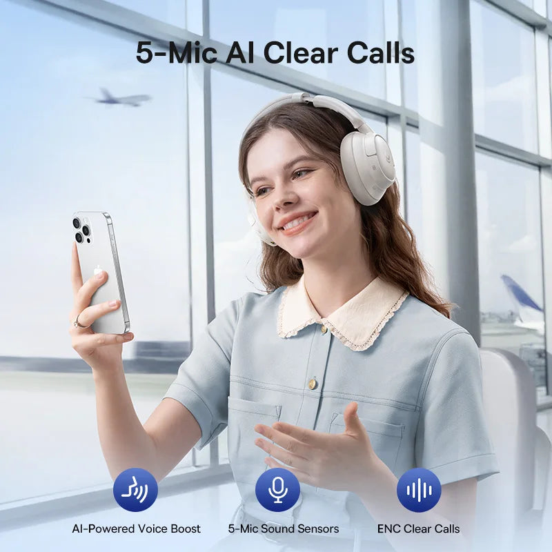 Baseus Wireless Over Ear Headphones Active Noise Cancellation Spatial Audio