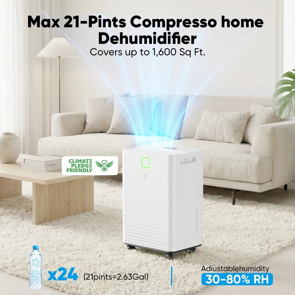 Humilabs 1600 Sq Ft Dehumidifier With Smart Control