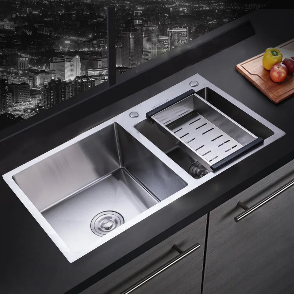 Stainless Steel Double Bowl Drop-in Kitchen Sink Rectangular