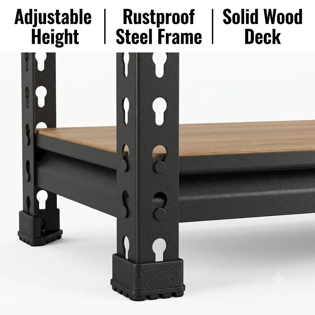 Heavy Duty Five Tier Adjustable Metal Wood Storage Rack
