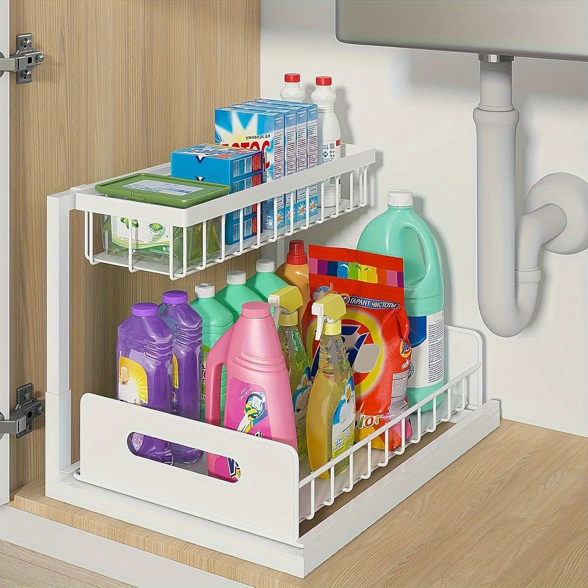 Stainless Steel Sliding Pull-out Kitchen Cabinet Sorting Rack