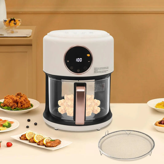 Portable Glass Digital Air Fryer With Eight Preset Cooking Modes And Fast Preheat