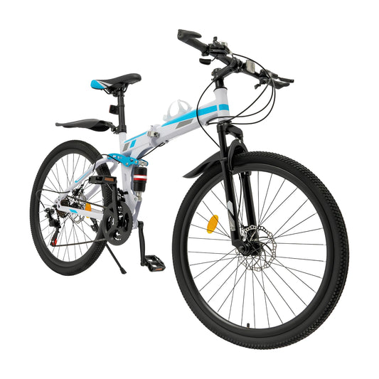 Folding Mountain Bike 21 Speed Steel Dual Disc Brakes