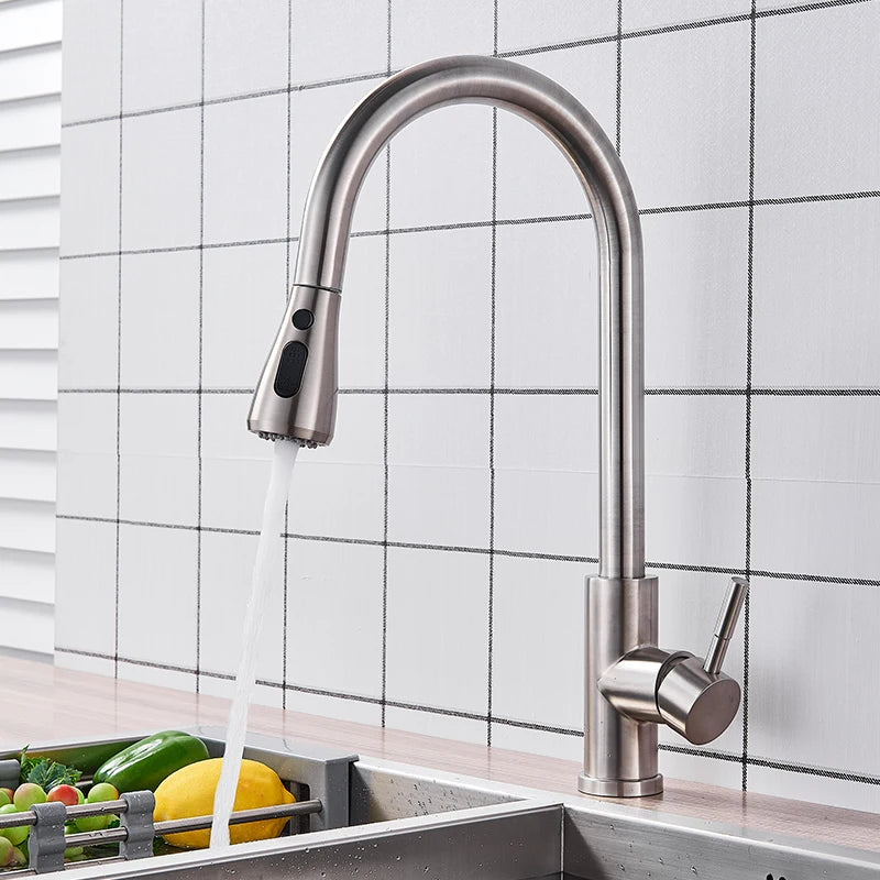 MYQualife Deck Mounted Pull Out Kitchen Sink Faucet