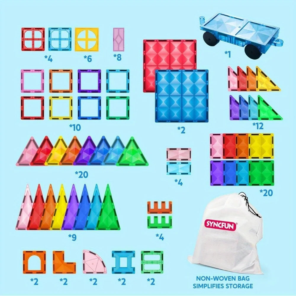 Joyfy Magnetic Building Tiles 3D Construction Blocks Play Set